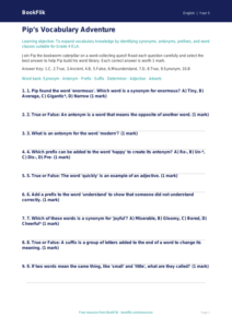 Free Vocabulary Quiz | Grade 4 | ELA | BookFlik