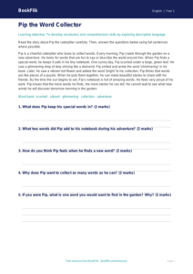 Free Vocabulary Comprehension | Kindergarten | ELA | BookFlik
