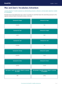 Free Vocabulary Flashcards | Kindergarten | ELA | BookFlik