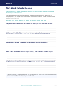 Free Vocabulary Template | Pre-K | ELA | BookFlik