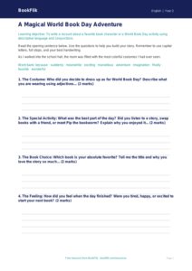 Free World Book Day Writing Frame | Grade 1 | ELA | BookFlik