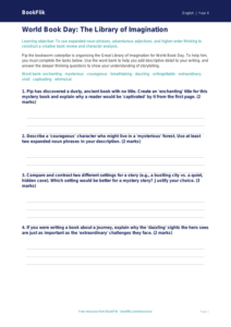 World Book Day Activity Sheet | Grade 3 ELA | BookFlik