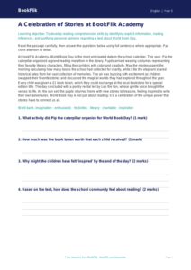 Free World Book Day Comprehension | Grade 4 | ELA | BookFlik