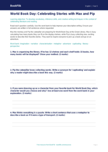 Free World Book Day Worksheet | Grade 4 | ELA | BookFlik