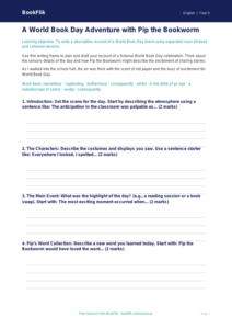 Free World Book Day Writing Frame | Grade 4 | ELA | BookFlik