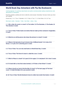 Free World Book Day Quiz | Kindergarten | ELA | BookFlik