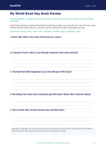 Free World Book Day Template | Pre-K | ELA | BookFlik