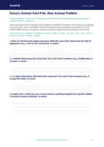 French Animals Lesson Plan | Grade 3 | BookFlik