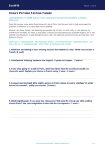 French Clothes Vocabulary Track Sheet | Grade 3 | BookFlik