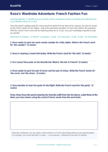 Free Clothes Activity Sheet | Grade 4 | French | BookFlik