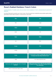 French Colors Flashcards for Grade 3 | BookFlik Resources