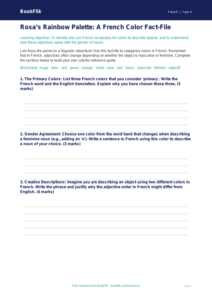 French Colors Worksheet for Grade 3 | BookFlik Learning
