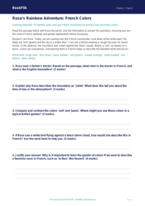 French Colours Worksheet for Grade 3 | BookFlik Learning