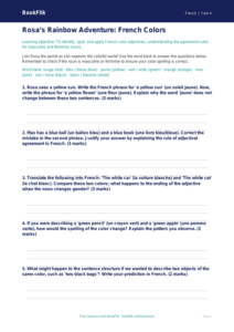 French Colors Worksheet for Grade 3 | Free Printable | BookFlik