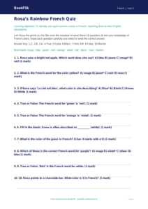 French Colors Quiz for Grade 4 | Rosa the Parrot | BookFlik
