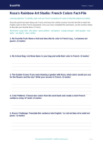 French Colors Worksheet for Grade 4 | BookFlik