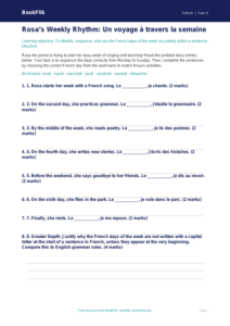 Free Days Of The Week Activity Sheet | Grade 3 | French | BookFlik