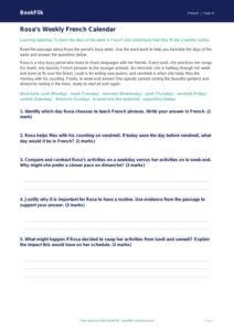 Free Days Of The Week Track Sheet | Grade 3 | French | BookFlik