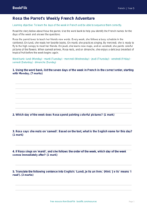 Free Days Of The Week Track Sheet | Grade 4 | French | BookFlik