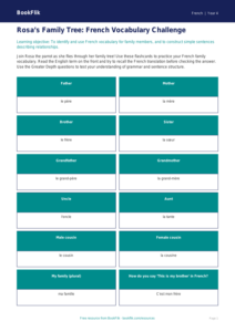 Free Family Flashcards | Grade 3 | French | BookFlik