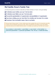 French Family Vocabulary Poster | Grade 3 | BookFlik