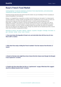 French Food Comprehension Worksheet | Grade 3 | BookFlik