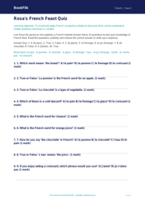 French Food Quiz for Grade 3 | Greater Depth Learning | BookFlik