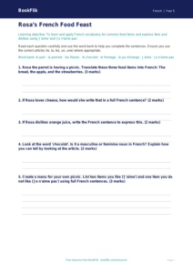 French Food Worksheet for Grade 4 | BookFlik