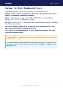 Free French Greetings Poster | Grade 3 | BookFlik