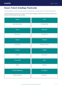 Free Greetings Flashcards | Grade 4 | French | BookFlik