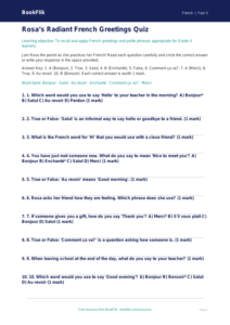 French Greetings Quiz for Grade 4 | Free Printable | BookFlik
