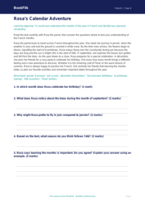 Free Months Of The Year Comprehension | Grade 3 | French | BookFlik