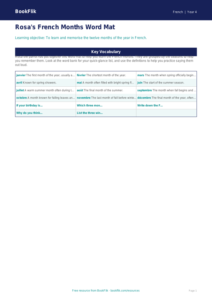Free Months Of The Year Word Mat | Grade 3 | French | BookFlik