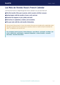 Free Months Of The Year Poster | Grade 4 | French | BookFlik