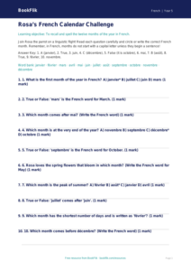 Free Months Of The Year Quiz | Grade 4 | French | BookFlik