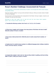 French Numbers Assessment Grade 3 | Greater Depth | BookFlik