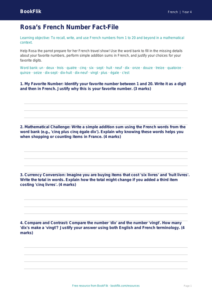 French Numbers Template for Grade 3 | BookFlik Learning