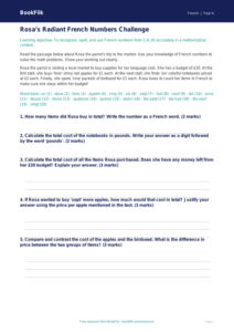 Free French Numbers Track Sheet | Grade 3 | BookFlik