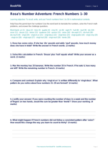 Free French Numbers Worksheet | Grade 3 Math & Language | BookFlik