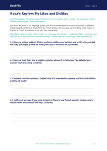 Free Opinion Phrases Template | Grade 3 | French | BookFlik