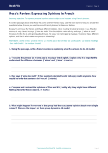 French Opinion Phrases Track Sheet | Grade 3 | Common Core | BookFlik