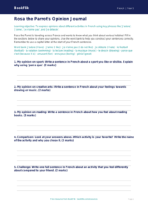 Free Opinion Phrases Template | Grade 4 | French | BookFlik