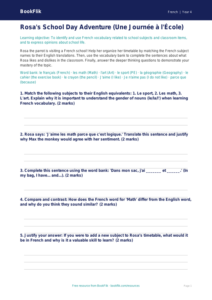 Free School Activity Sheet | Grade 3 | French | BookFlik