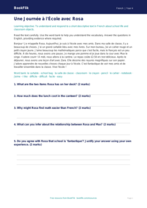 Free School Comprehension | Grade 3 | French | BookFlik