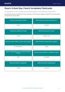 Free School Flashcards | Grade 3 | French | BookFlik