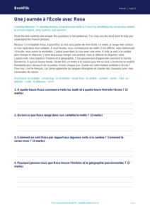 Free School Comprehension | Grade 4 | French | BookFlik