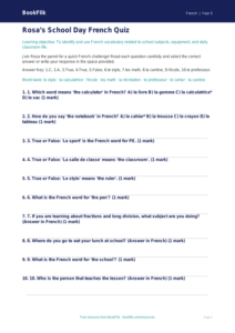 Free School Quiz | Grade 4 | French | BookFlik