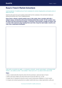 French Shopping Drawing Sheet | Grade 3 Math & Language | BookFlik