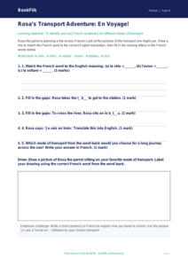 Free Transport Activity Sheet | Grade 3 | French | BookFlik