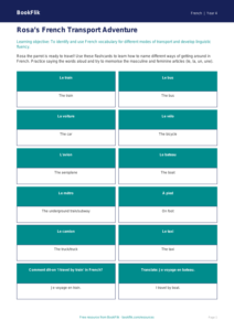 French Transport Flashcards for Grade 3 | BookFlik
